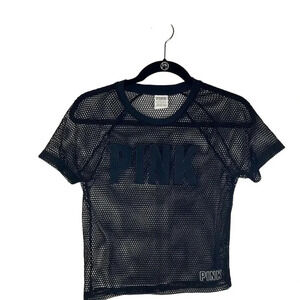 Victoria's Secret PINK Women's XS Black Mesh Raglan T-Shirt Casual